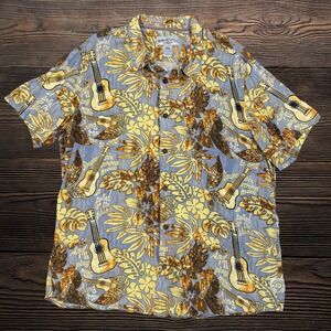 Margaritaville Mens XXL Ukulele Hawaiian Tropical Rayon Button Down Shirt